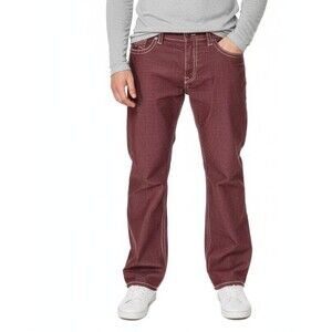 True Religion Jeans Mens World Tour Red Straight Leg 42 Super T Stitch